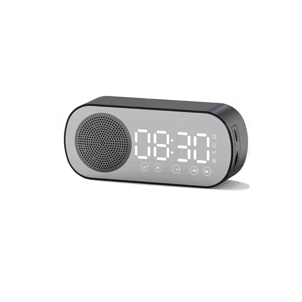 Z7 Blue tooth Speaker Large LED Mirror Screen Digital Alarm Clock with Phone Holder Temperature TF Card Playback for Bedroom