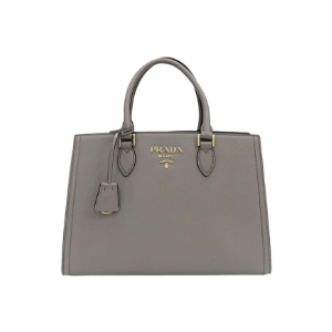 Argilla Gray Saffiano Lux Leather Large Satchel Handbag 1BA228