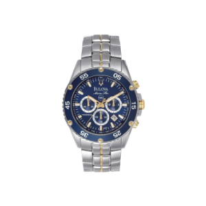 Bulova Men's Marine Star Two-Tone Stainless Steel Chronograph Quartz Watch, Blue Dial Style: 98H37