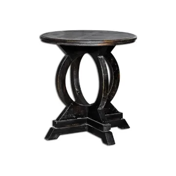 Uttermost Maiva 24" Wide Weathered Black Wood Round Accent Table