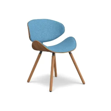 SIMPLIHOME Marana 18 Inch Wide Mid Century Modern Dining Chair in Blue Polyester Linen Fabric, for The Dining Room