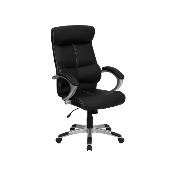 Flash Furniture Big & Tall Office Chair | Black Leather Swivel Executive Desk Chair with Whe