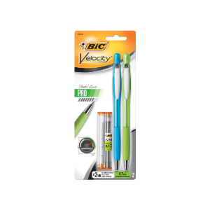 BIC Velocity Pro Mechanical Pencil, Medium Point (0.7mm), Assorted Colored Barrels, 2 Count
