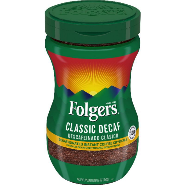 Folgers Classic Roast Ground Coffee Crystals, 12 Ounce Easy-Open Flip-Top Jar