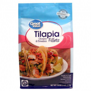 Great Value Frozen Tilapia Skinless & Boneless Fillets, 1 lb