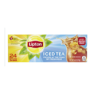 Lipton Family Sized Iced Unsweetened Black Tea, Caffeinated, Tea Bags 24 Count Box