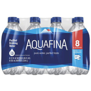 Aquafina Purified Bottled Drinking Water, 16.9 oz, 8 Pack Bottles