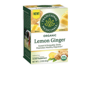 Traditional Medicinals Caffeine Free Lemon Ginger Herbal Tea Bags, 16 Count