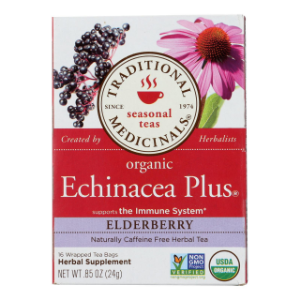 Traditional Medicinals Tea, Organic Immune Zoom Elderberry Echinacea, 16 Count