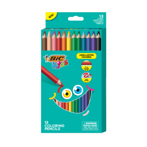 BIC Kids Coloring Jumbo Size Art Pencils, Super-Soft Lead, Assorted Colors, 12-Count