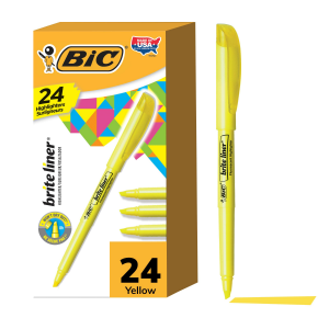 BIC Brite Liner Highlighters, Chisel Tip, Assorted Colors, 24 Count