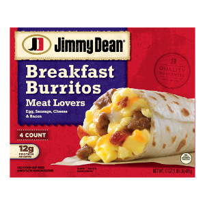 Jimmy Dean Meat Lovers Breakfast Burritos 17 oz, 4 Count (Frozen)