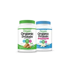 Organic Plant Based Protein Powder, Peanut Butter - Vegan, Low Net Carbs, 2.03 Pound & Organic Plant Based Protein + Superfoods Powder, Vanilla Bean - Vegan, Non Dairy, Lactose Free, 2.02 lb