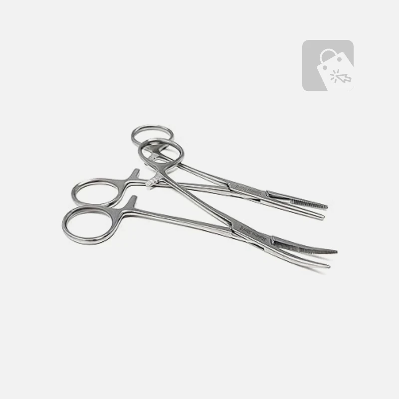 Demo Content for Active eCommerce CMS - 2 Pc 8" Straight & Curved Stainless Steel Hemostat Forceps Set