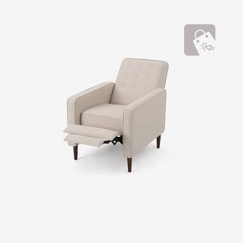 Demo Content for Active eCommerce CMS - Christopher Knight Home Macedonia Mid Century Modern Tufted Back Fabric Recliner (Muted Blue).