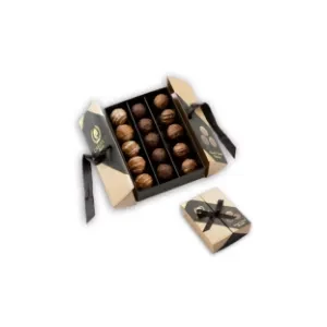 CARIANS Chocolate Gourmet Truffles Box, Chocolate Gift Box, Box of Candy, Assorted Luxury Chocolate Gift Basket, Dark, Milky, Hazelnut Truffles, Holiday Chocolate, Kosher, Halal, 15 Pc., 7.9 oz.
