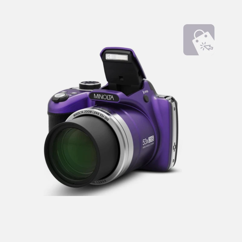 Demo Content for Active eCommerce CMS - Minolta Pro Shot 16 Mega Pixel HD Digital Camera with 53x Optical Zoom, Full 1080p HD Video & 16GB SD Card, MN53Z, Red