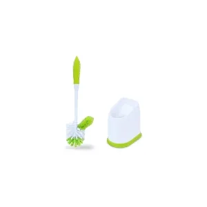 Pine-Sol Toilet Bowl Cleaner Brush with Holder | Heavy Duty Cleaning Wand with Under The Rim Scrubber, Non-Slip Handle, Storage Caddy | Bathroom Supplies, Yellow, Green