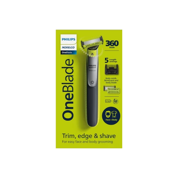 Philips Norelco OneBlade 360 Face + Body, Hybrid Electric Razor and Beard Trimmer for Men