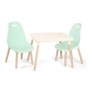 B. toys- B. spaces- Table and Chair Set- Furniture For Toddlers- 1 Craft Table & 2 Chairs- Natural Wooden Legs- Mint- 3 years +