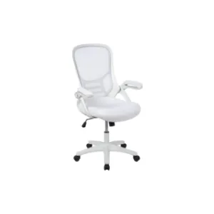 Flash Furniture Porter High-Back Swivel Office Chair with Adjustable Lumbar Support and Seat Height, Ergonomic Mesh Desk Chair with Flip-Up Armrests, White
