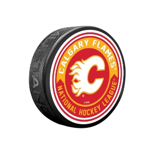 Calgary Flames Puck - Textured Arrow