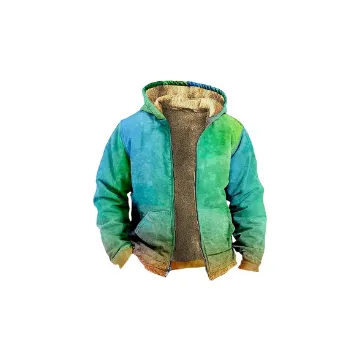 Mens Zip Up Hoodie Winter Fleece Lined Graphic Jacket Heavy Big And Tall Warm Coat Thermal Graphic Tie Dye Outwear