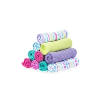 Spasilk Washcloth Wipes Set for Newborn Boys and Girls, Soft Terry Washcloth Set, Pack of 10, Aqua Bubbles, (010-1201)