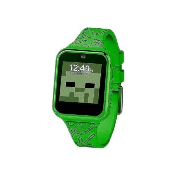 Accutime Kids Microsoft Minecraft Green Educational Touchscreen Smart Watch Toy for Boys, Girls, Toddlers - Selfie Cam, Learning Games, Alarm, Calculator, Pedometer & More (Model: MIN4045AZ)