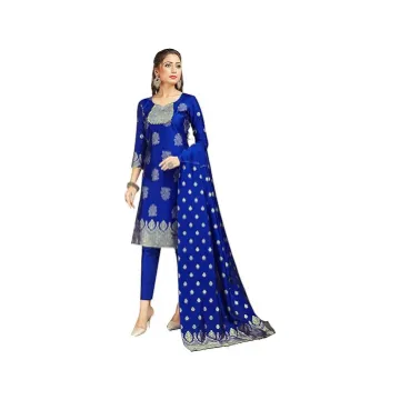 Pakistani Women's Readymade Dress Banarasi Art Silk Woven Salwar Kameez Silk Dupatta Stitched Suit