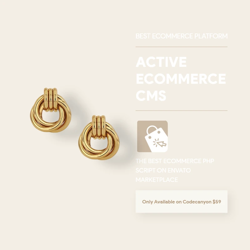 Golden Top Earring  - Demo content for Active eCommerce CMS by Active IT zone Limited - Premium Item of codecanyon