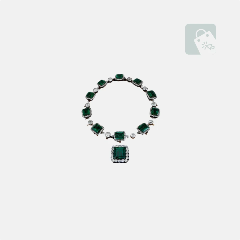 90's Antique Diamond and Emarald Necklace - Active eCommerce CMS