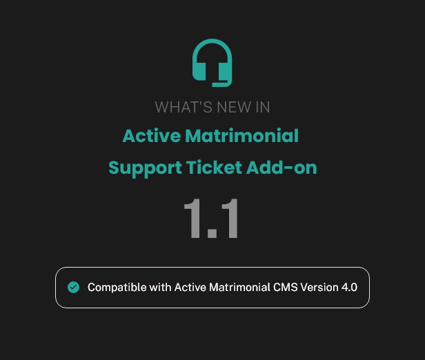 Active Matrimonial Support Ticket add-on - 2
